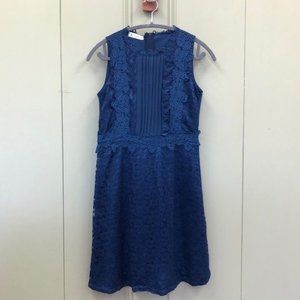 Blue Sleeveless Lace Dress